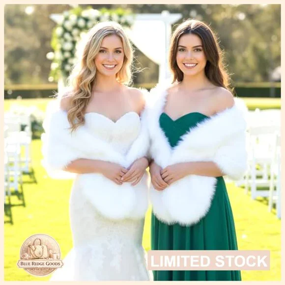 bridesmaid dresses glasgow Hooded Faux Fur Shawl Wrap Stoles for Bridal Wedding Dresses